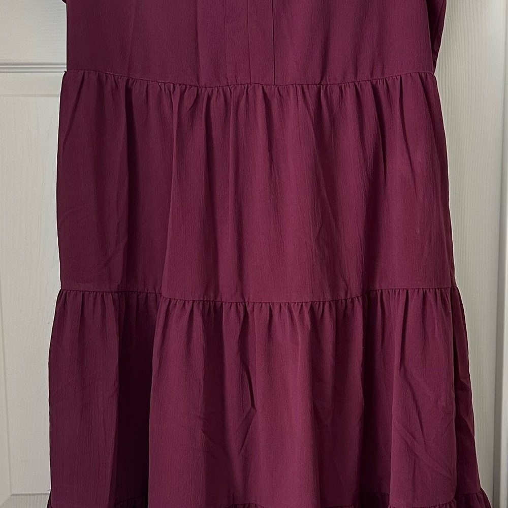 Entro Deep Burgundy Tiered Midi Skirt